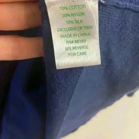 LILLY Pulitzer navy blue 10% silk crewneck pullover sweater. Medium - Picture 3 of 6